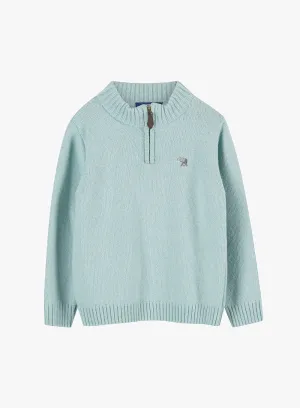 Calum Half-Zip Jumper in Sage Green