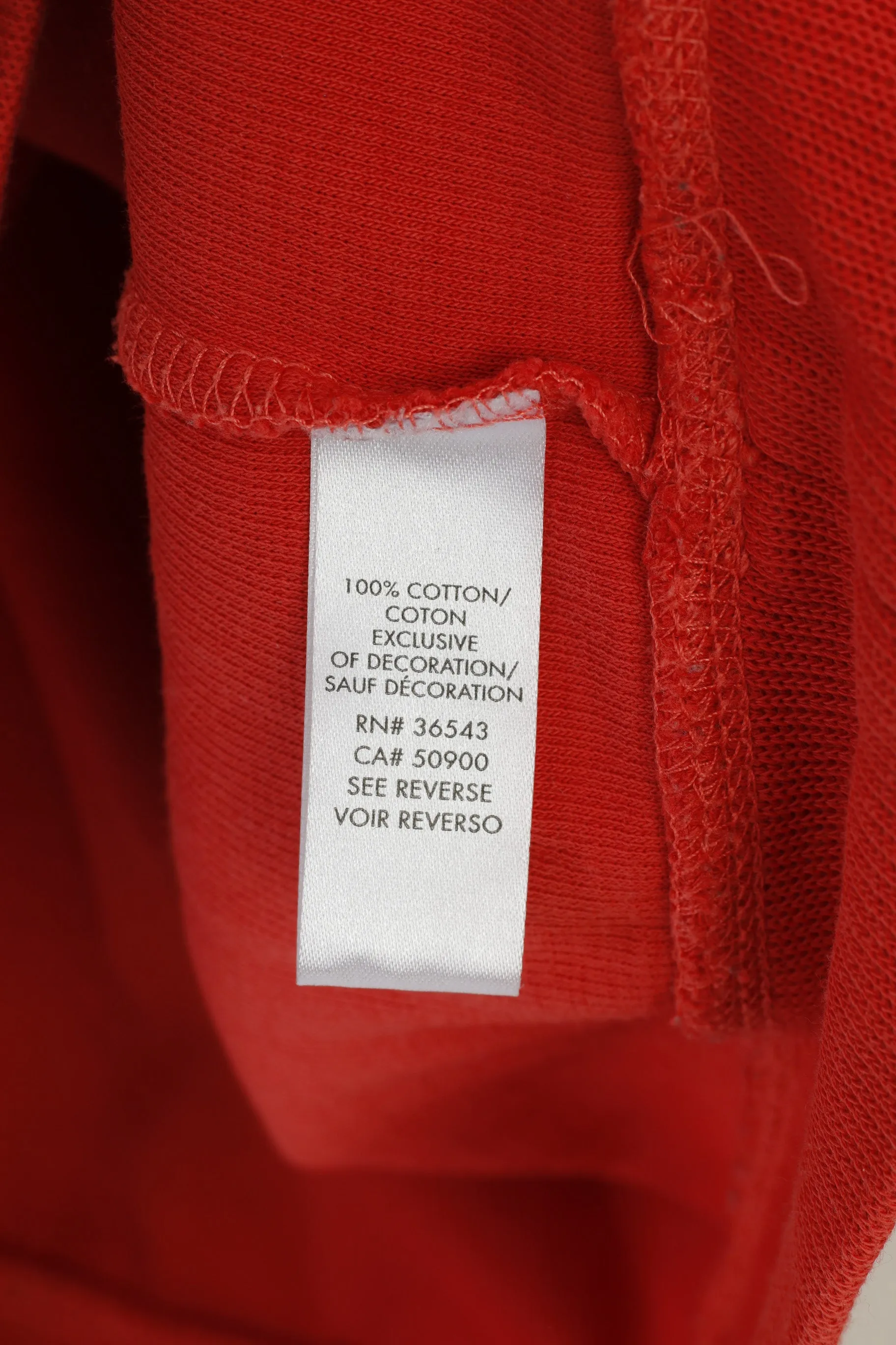 Calvin Klein Men L Jumper Red Collar Zip Neck Logo Cotton Sweater Top
