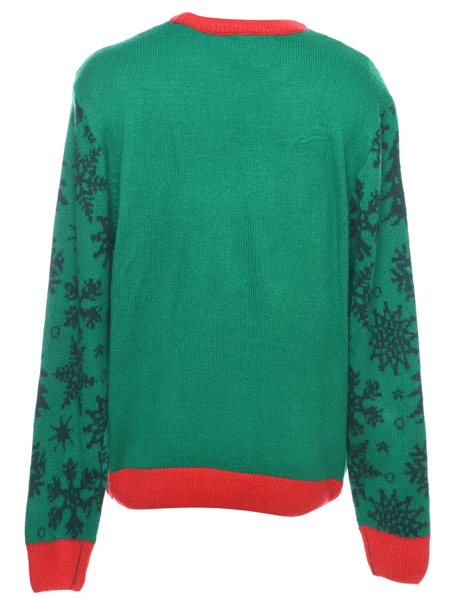Cat Printed Christmas Jumper - L