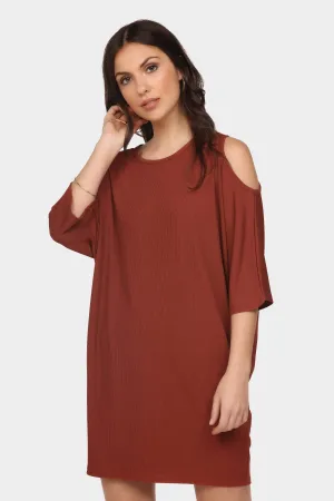 Chestnut Cold Shoulder Tunic Dress