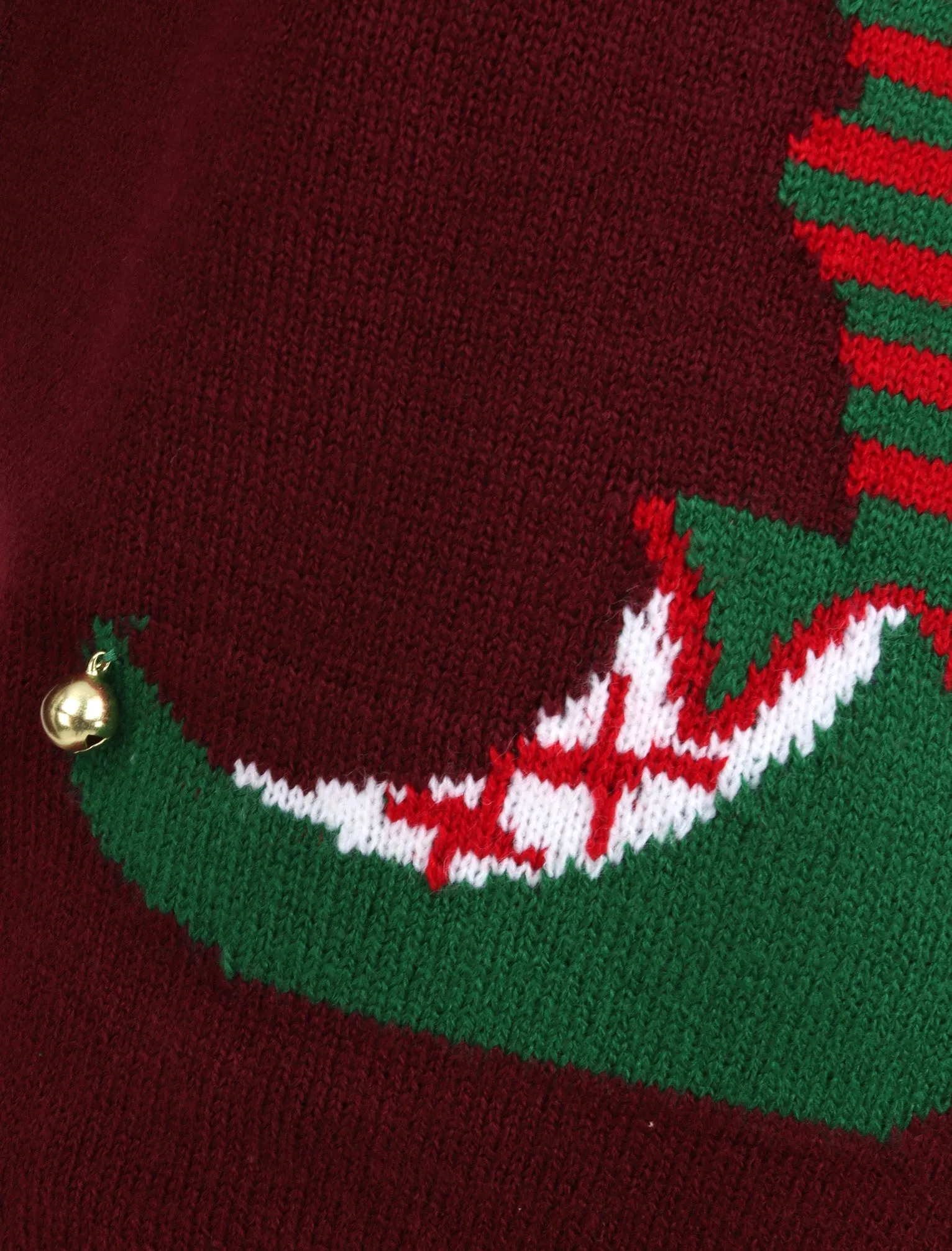 Chill Out Elf Motif Novelty Christmas Jumper in Oxblood - Season’s Greetings