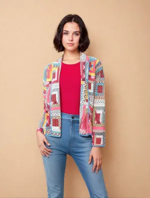 Clara | Printed hemmed quilted jacket
