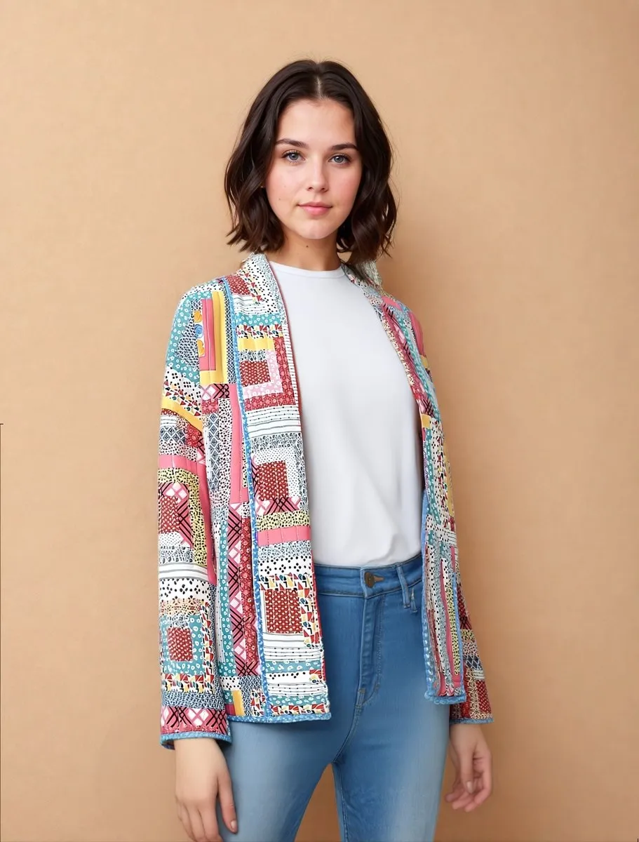 Clara | Printed hemmed quilted jacket