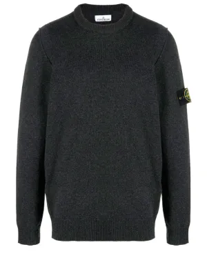 Compass-motif cotton jumper