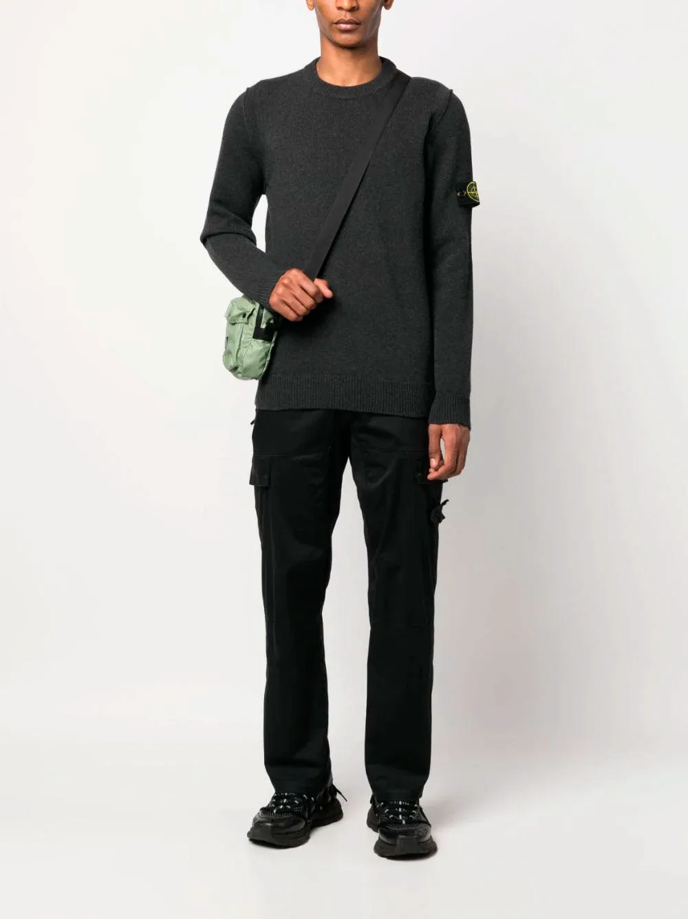 Compass-motif cotton jumper