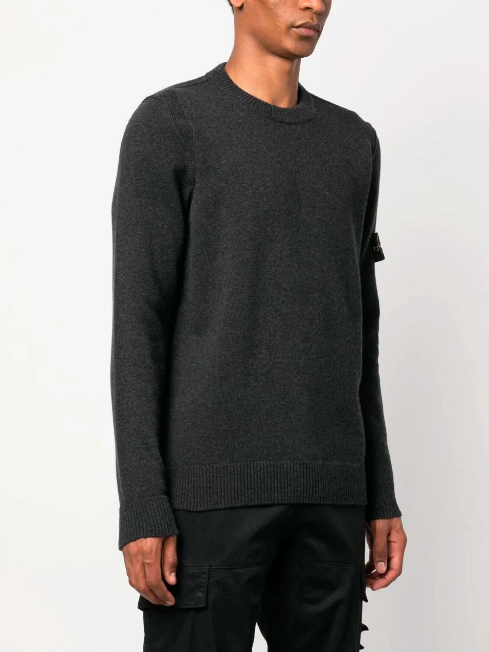 Compass-motif cotton jumper