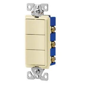 Cooper Wiring 7729A-SP Deco Combo 3Single Switches Al