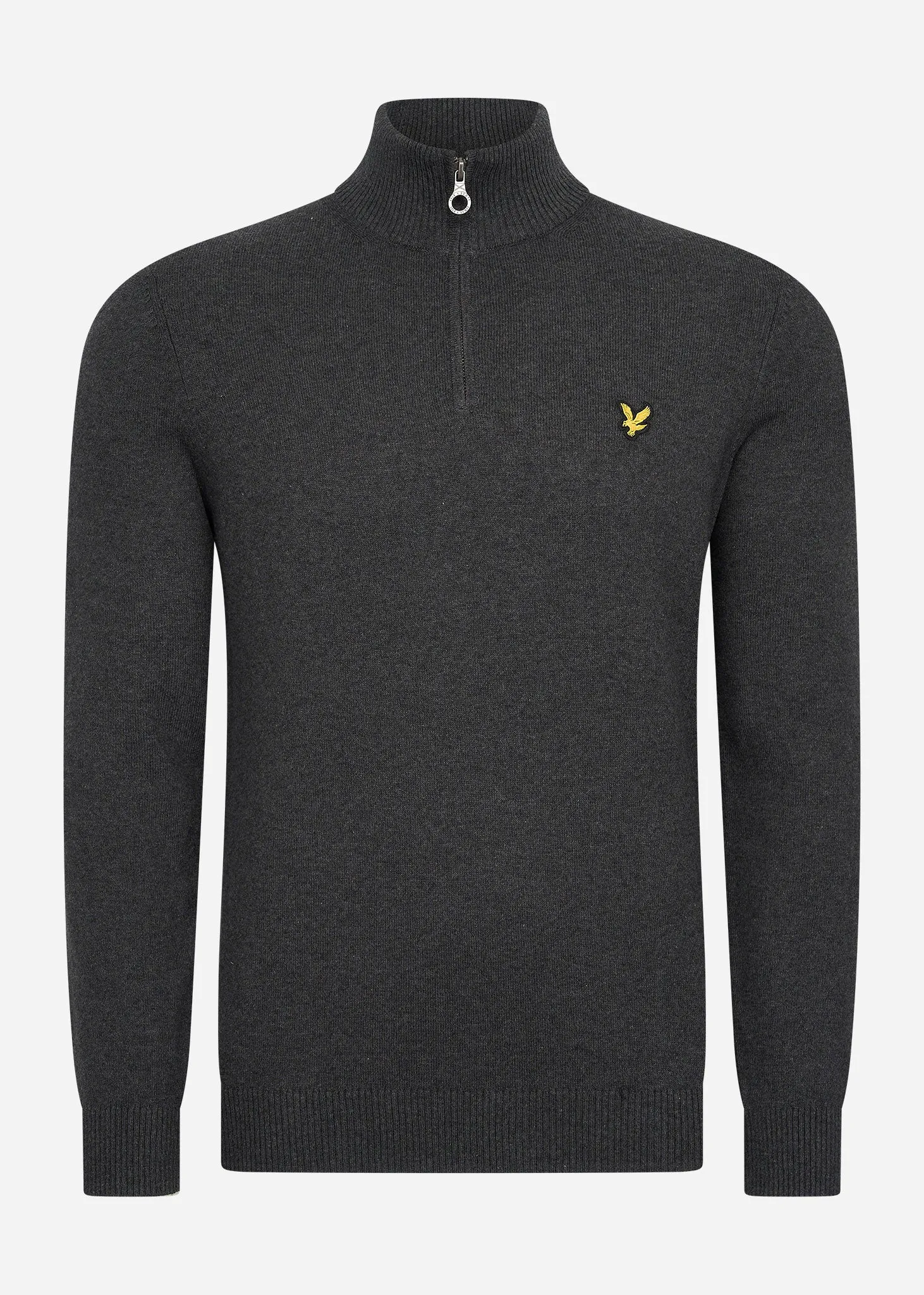 Cotton merino quarter zip jumper - charcoal marl