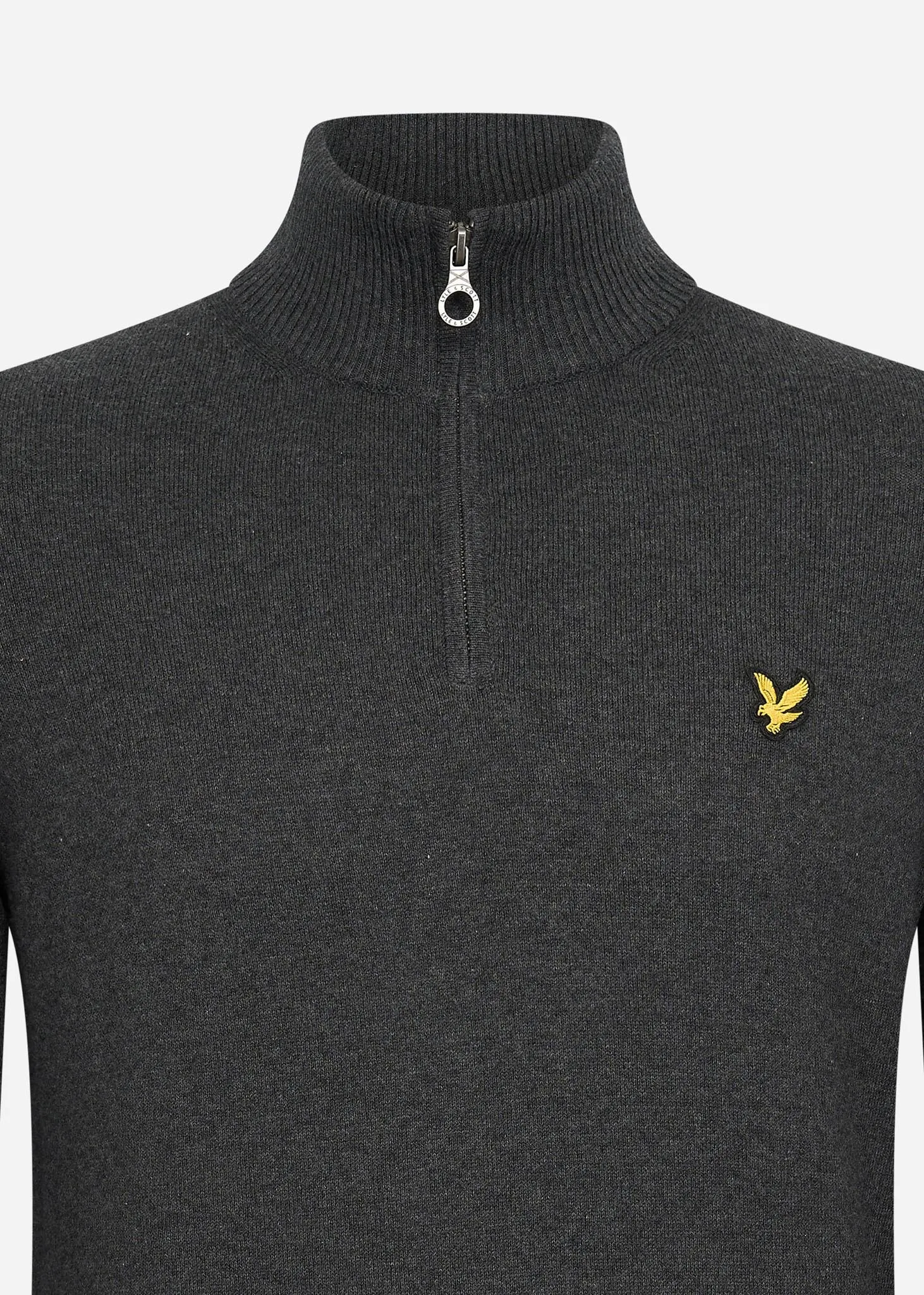 Cotton merino quarter zip jumper - charcoal marl