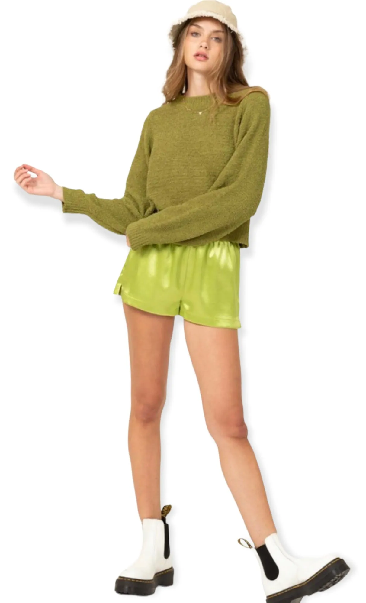 Coziest Cropped sweater- Olive