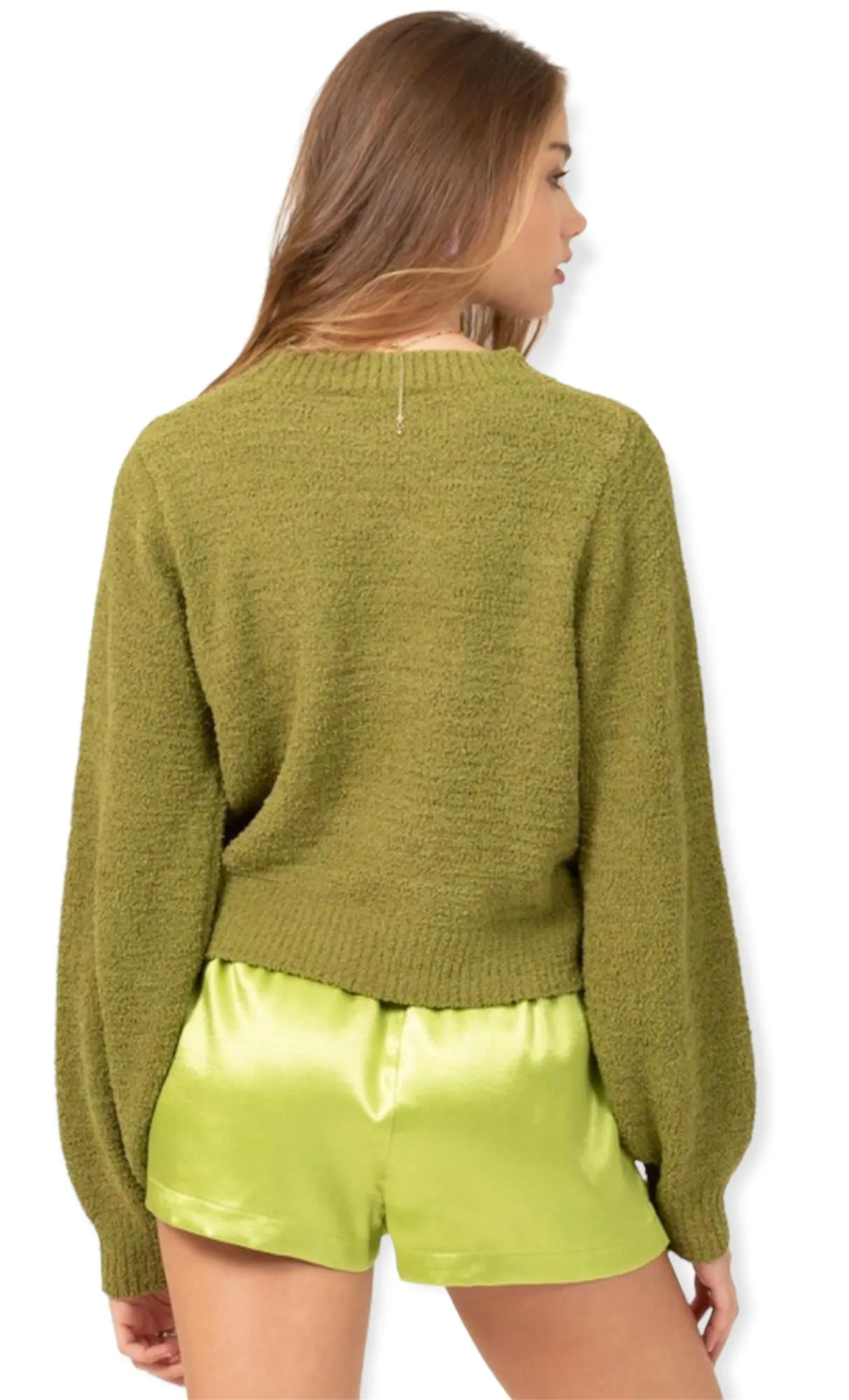 Coziest Cropped sweater- Olive