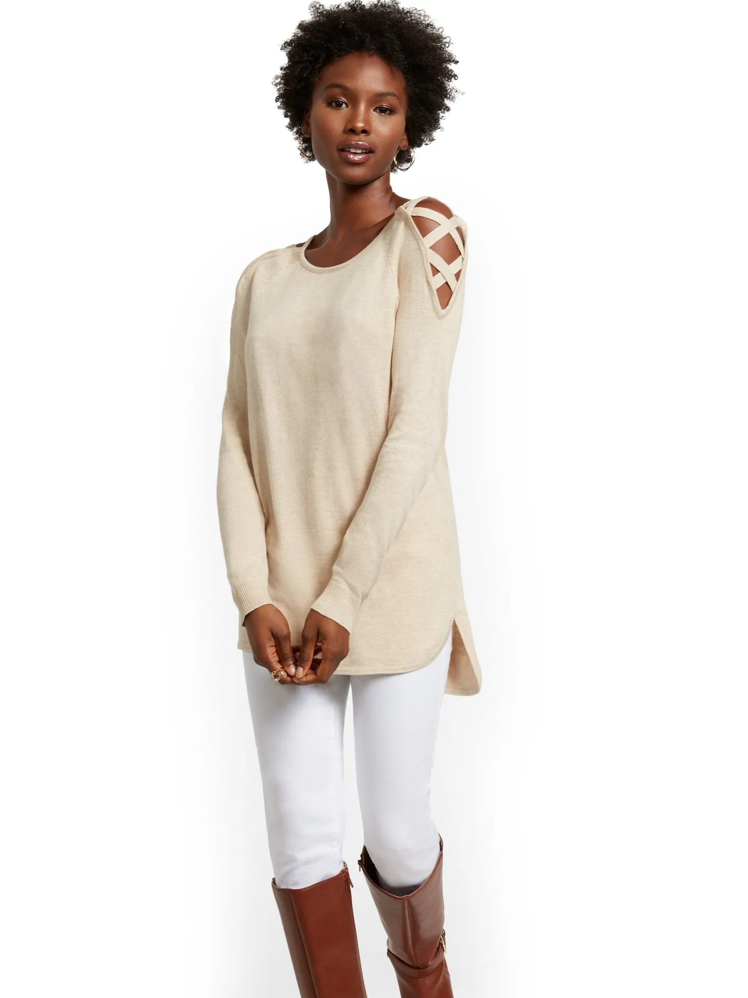 Crisscross Hi-Lo Tunic Sweater