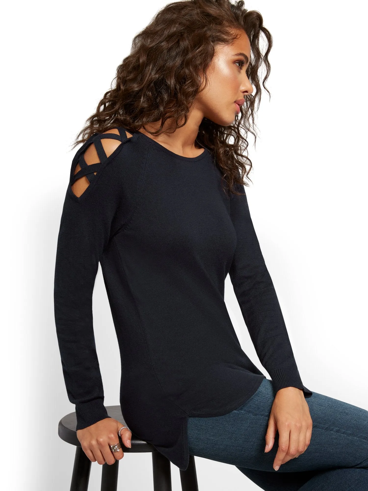 Crisscross Hi-Lo Tunic Sweater