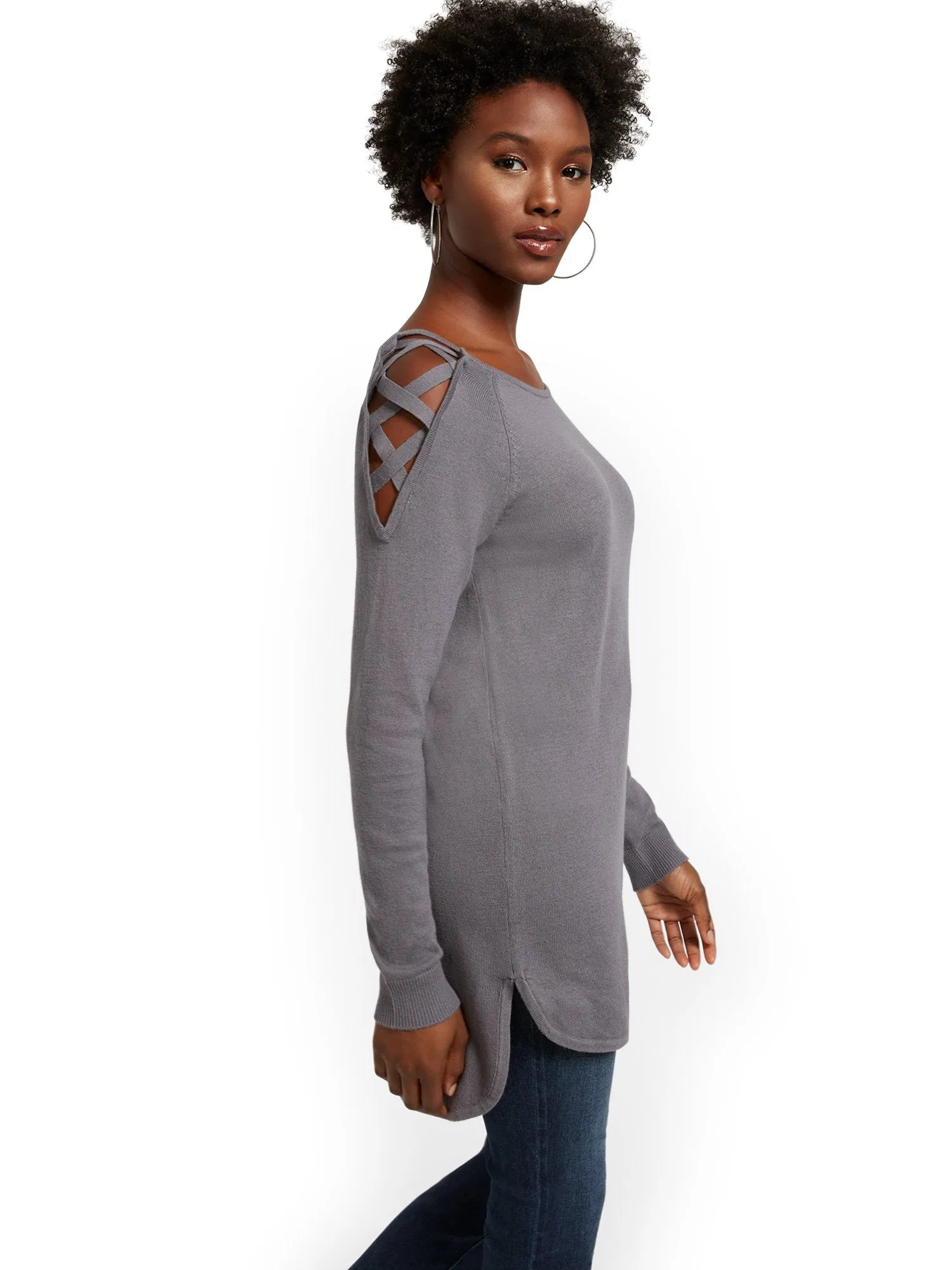 Crisscross Hi-Lo Tunic Sweater
