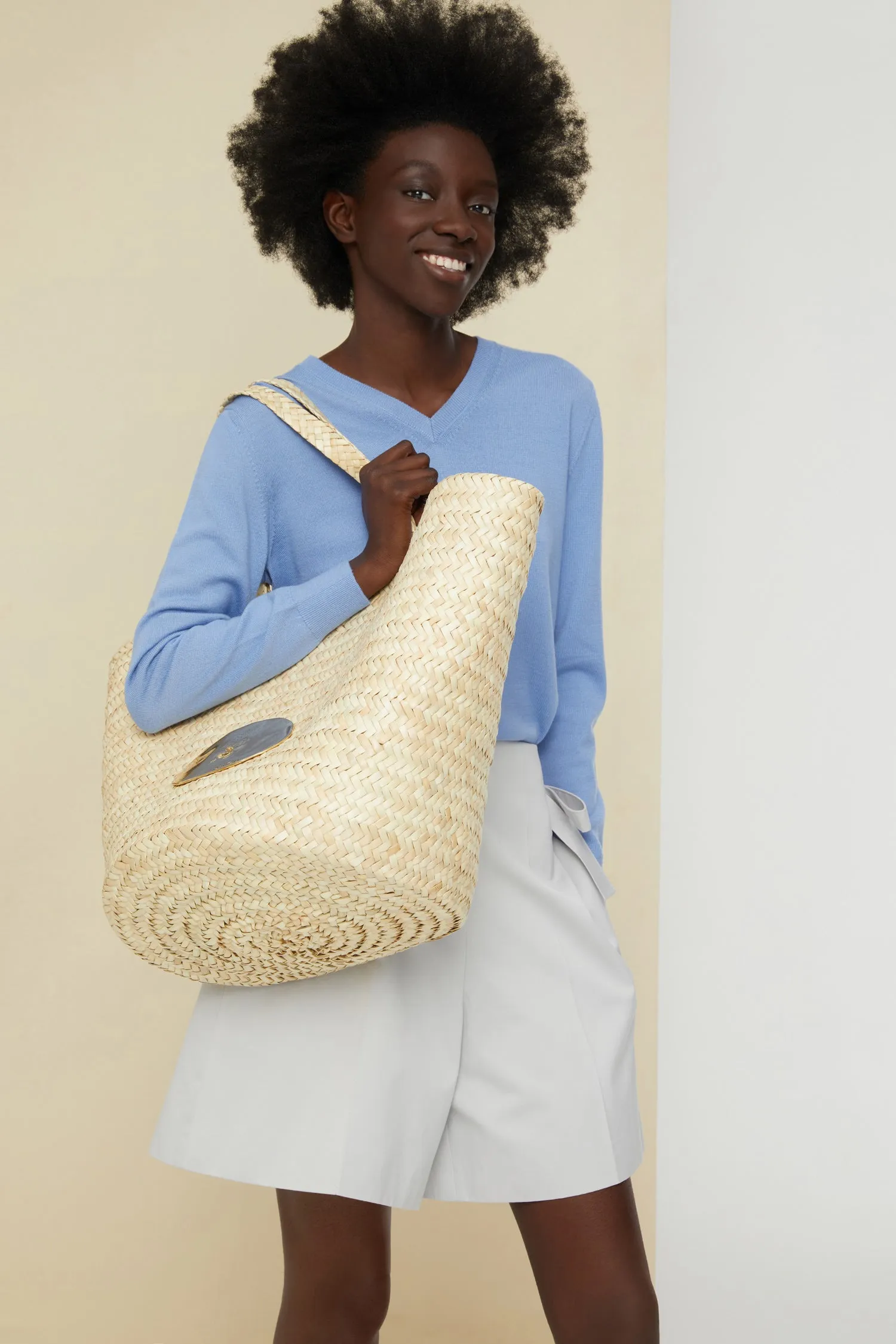 Crochet collar fine wool jumper