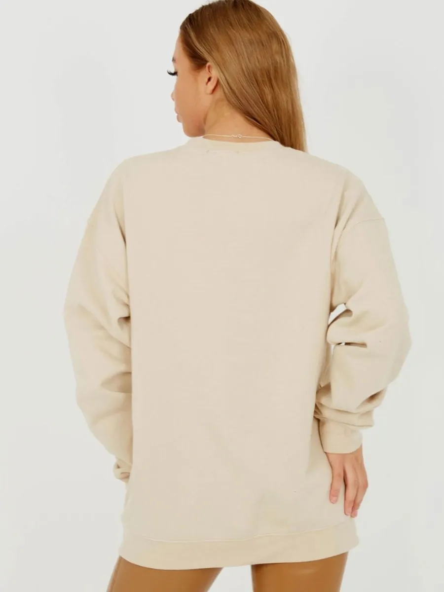 Debra Embroidered Liberte Sweatshirt Jumper In Stone