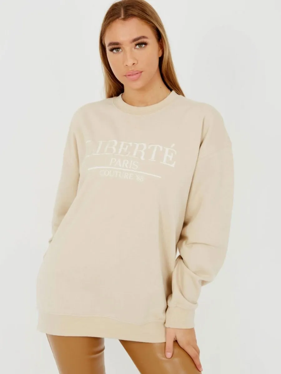 Debra Embroidered Liberte Sweatshirt Jumper In Stone