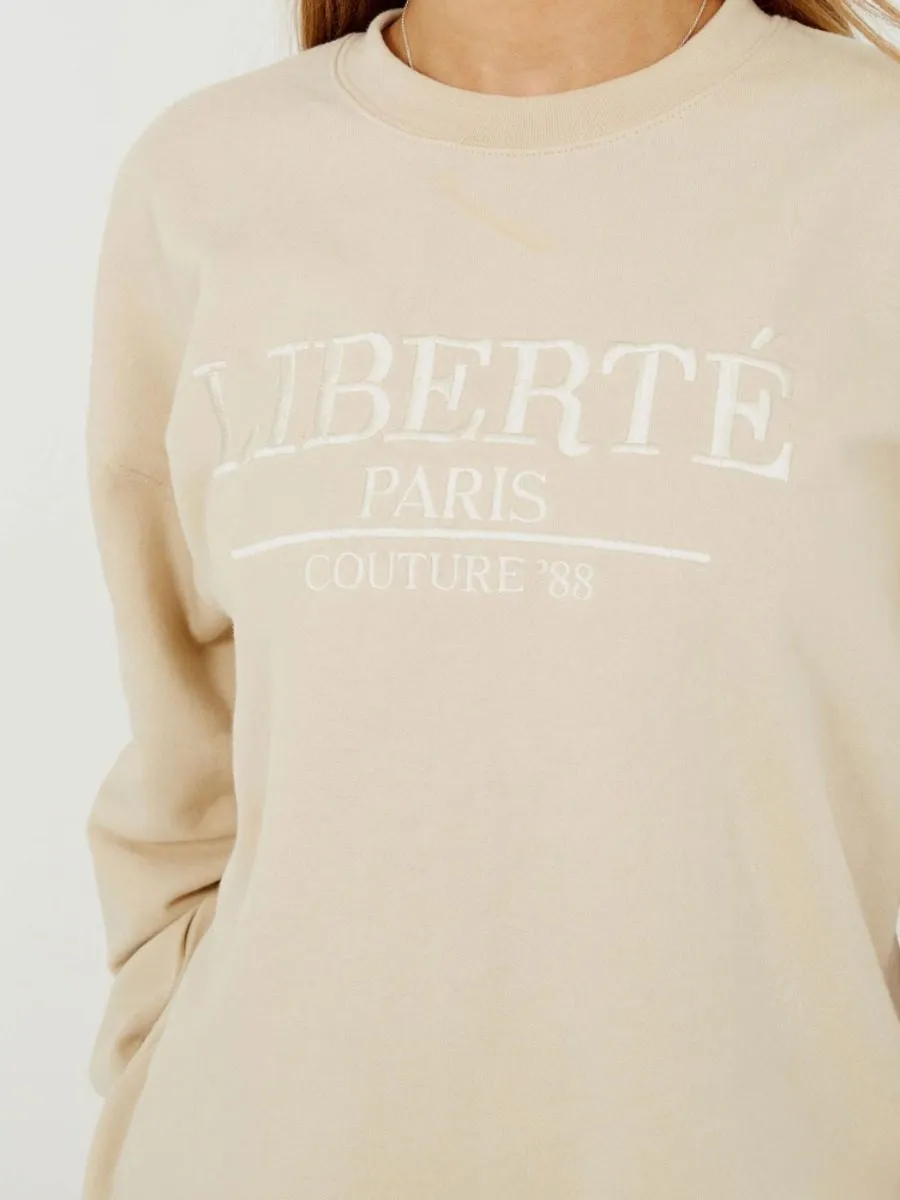 Debra Embroidered Liberte Sweatshirt Jumper In Stone