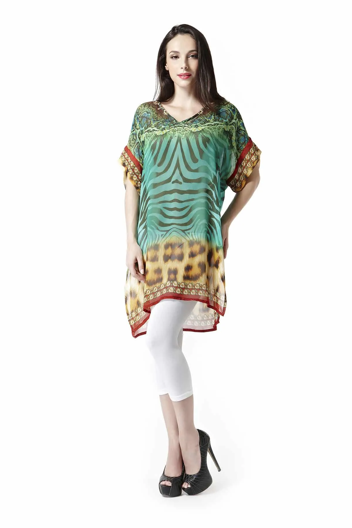 Digital Animal Print Chiffon Tunic