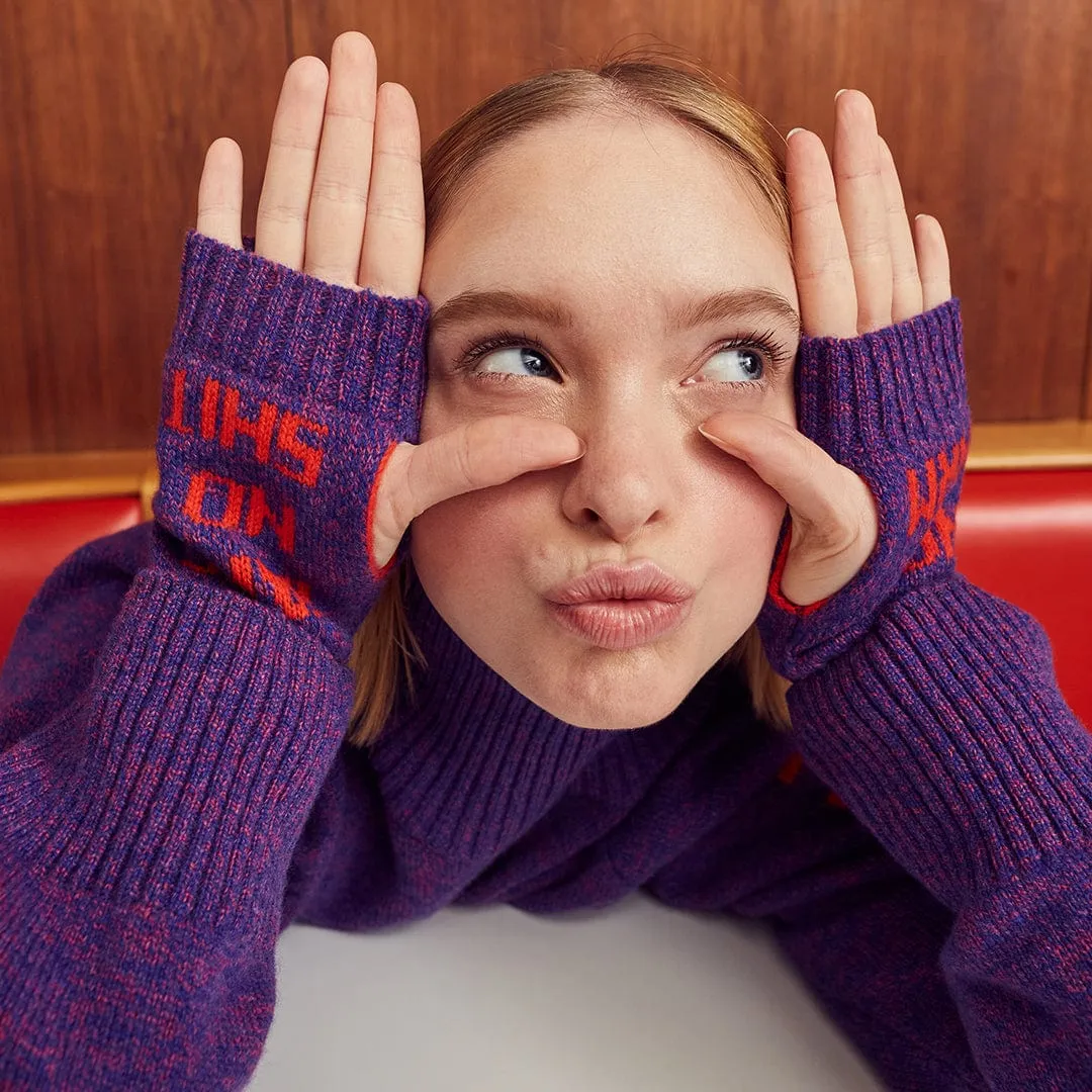 Do No Harm Take No Shit Wrist Warmers in Amethyst
