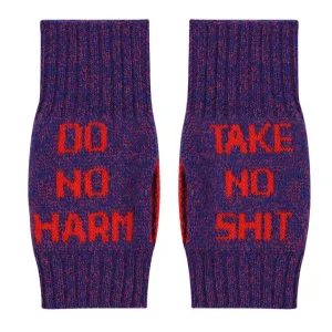 Do No Harm Take No Shit Wrist Warmers in Amethyst