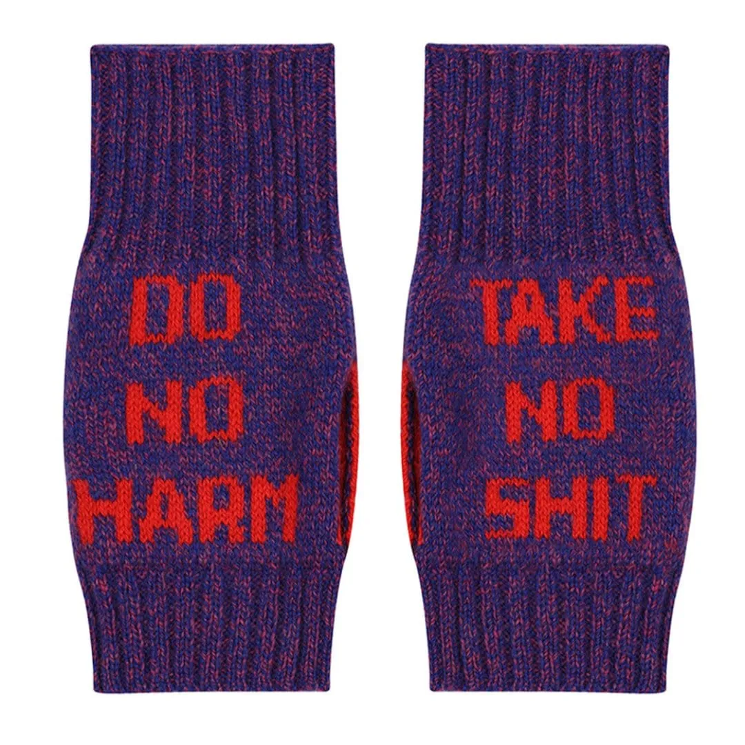 Do No Harm Take No Shit Wrist Warmers in Amethyst