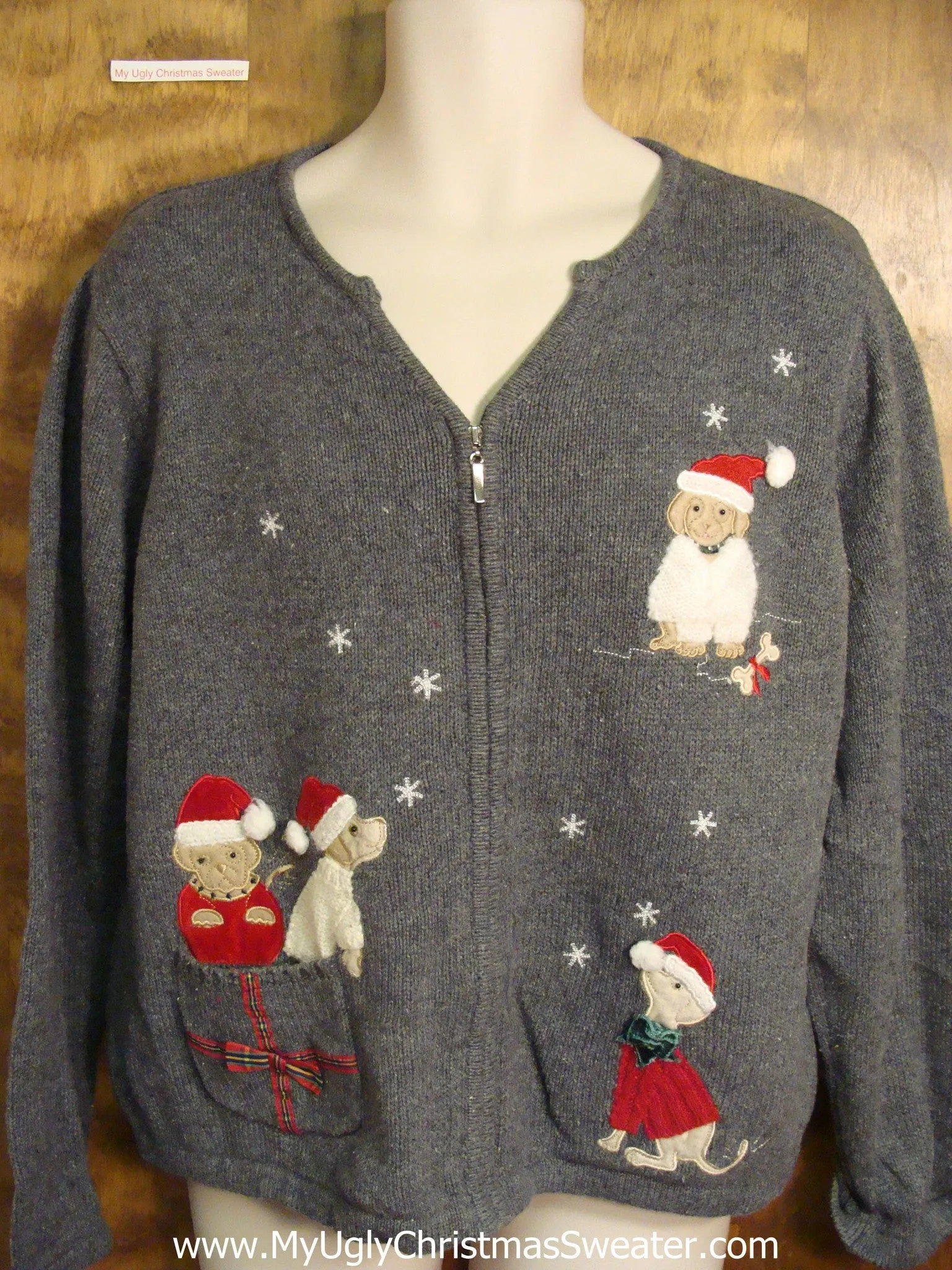 Dogs and Snow Funny Ugly Christmas Sweater