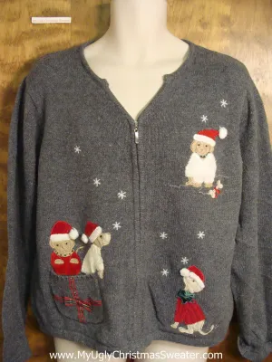 Dogs and Snow Funny Ugly Christmas Sweater
