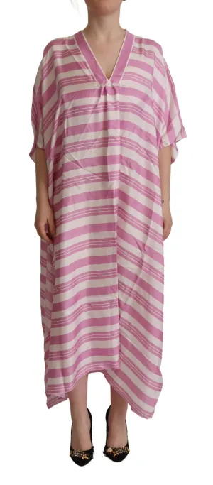 Dolce & Gabbana White Pink Tunic Silk Kaftan Cannes Dress
