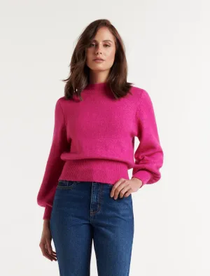 Ella Cinched Blouson Sleeve Knit Jumper
