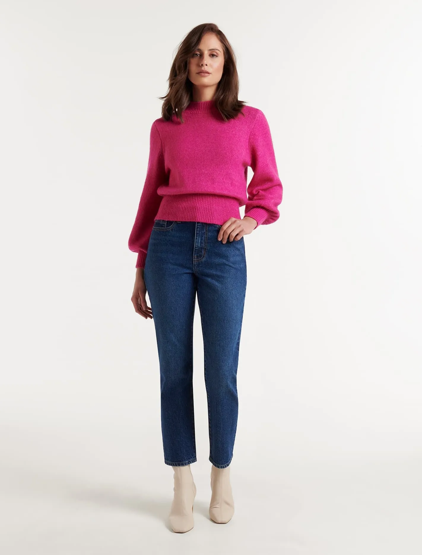Ella Cinched Blouson Sleeve Knit Jumper