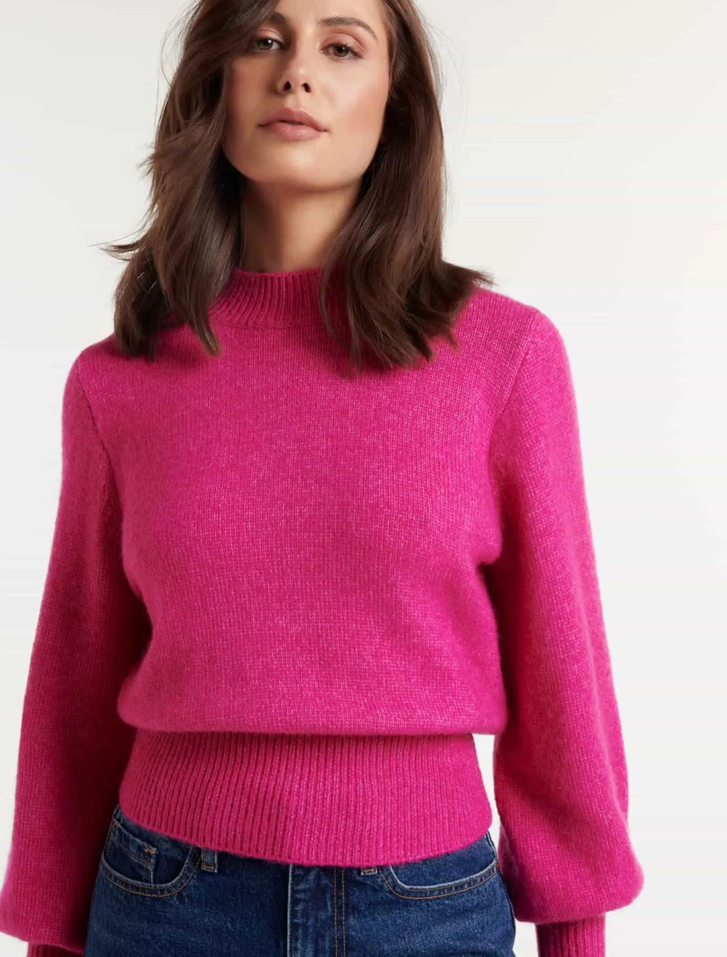 Ella Cinched Blouson Sleeve Knit Jumper