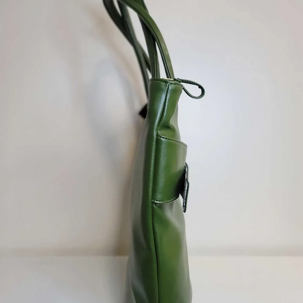 Emerald Green Tote Bag | Study and Durable Cactus Leather | Crisp Design