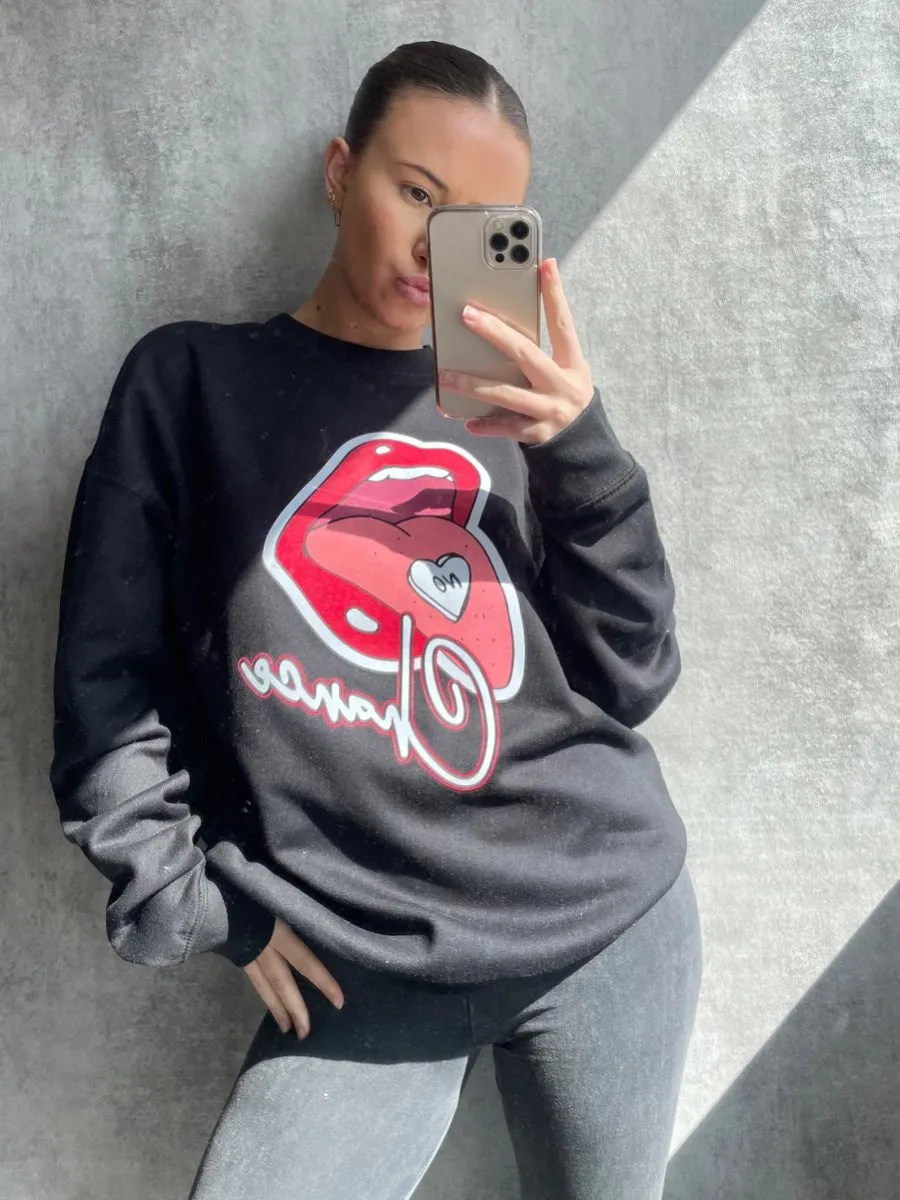 Emilly No Chance Graphic Sweatshirt Jumper In Black