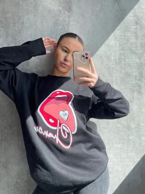 Emilly No Chance Graphic Sweatshirt Jumper In Black