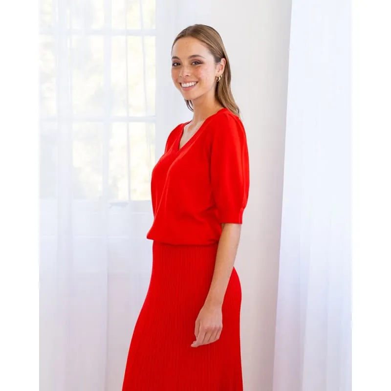 Evita Short Sleeve Knit | Poppy