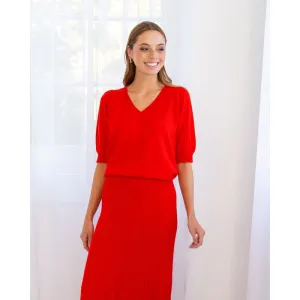 Evita Short Sleeve Knit | Poppy