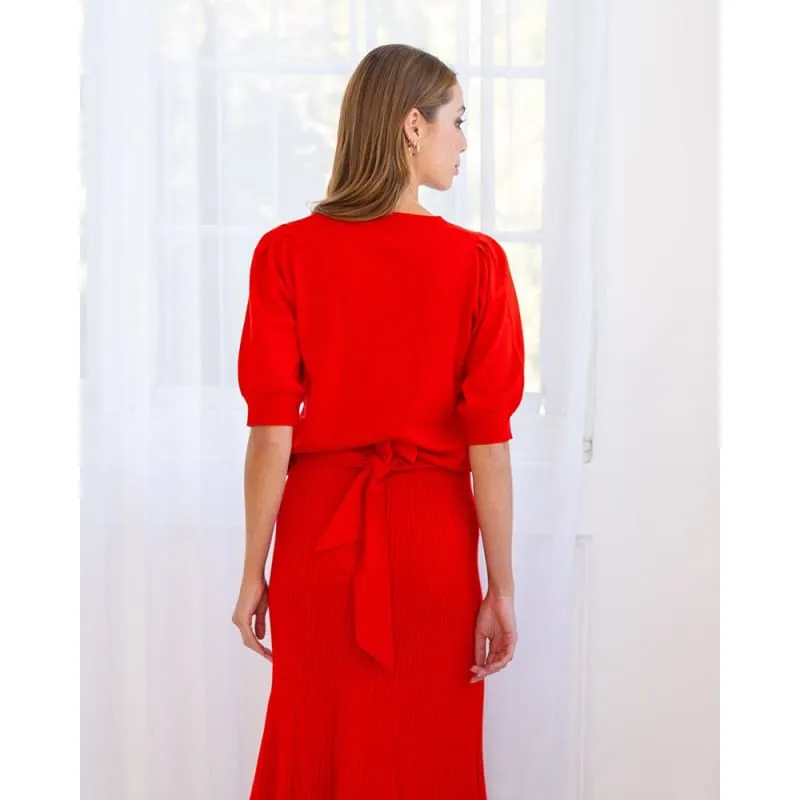 Evita Short Sleeve Knit | Poppy
