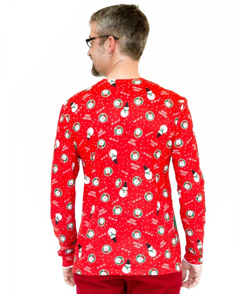 Faux Real Red Christmas Suit & Tie Shirt