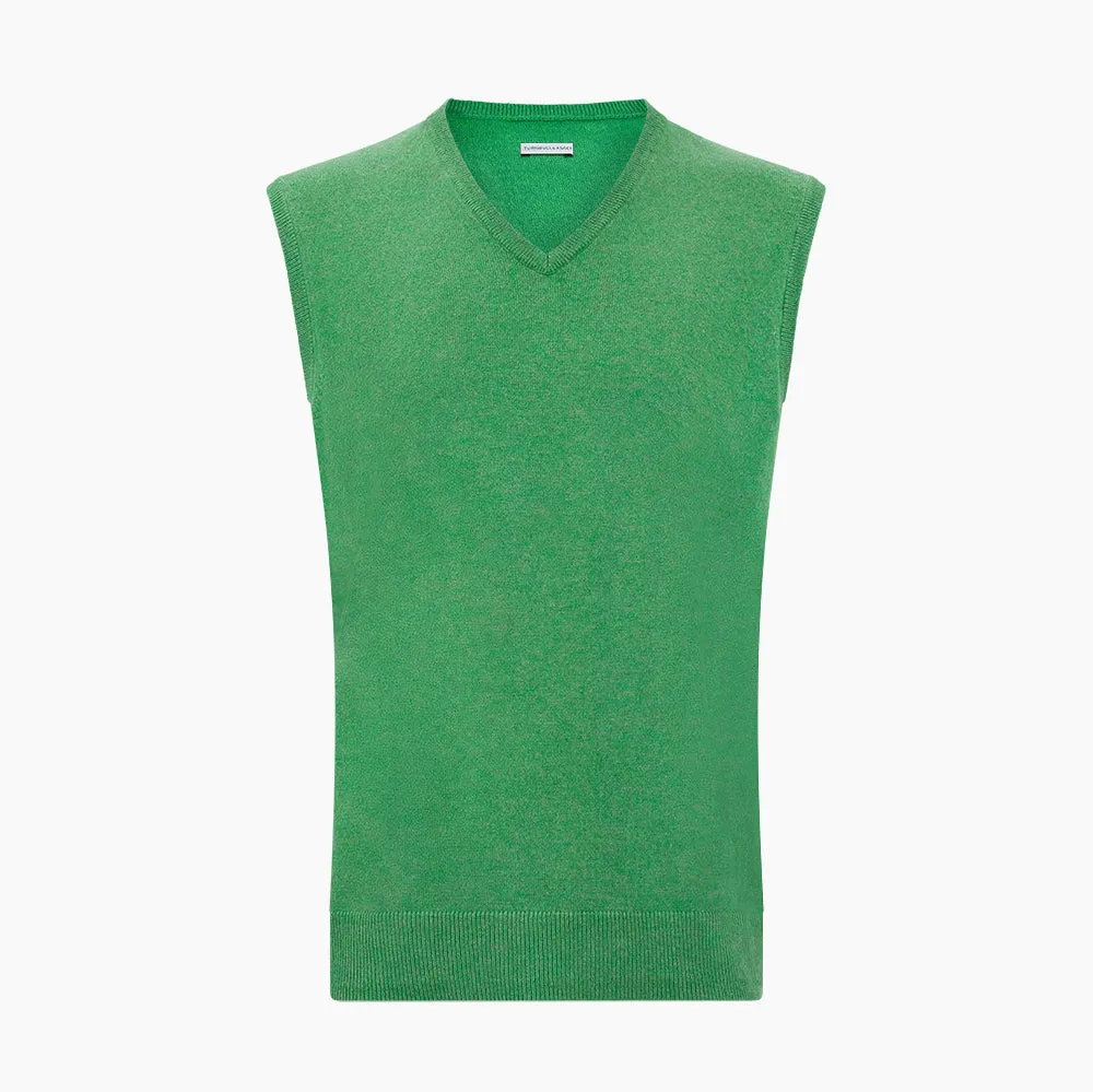 Fern Green Cashmere V-Neck Vest