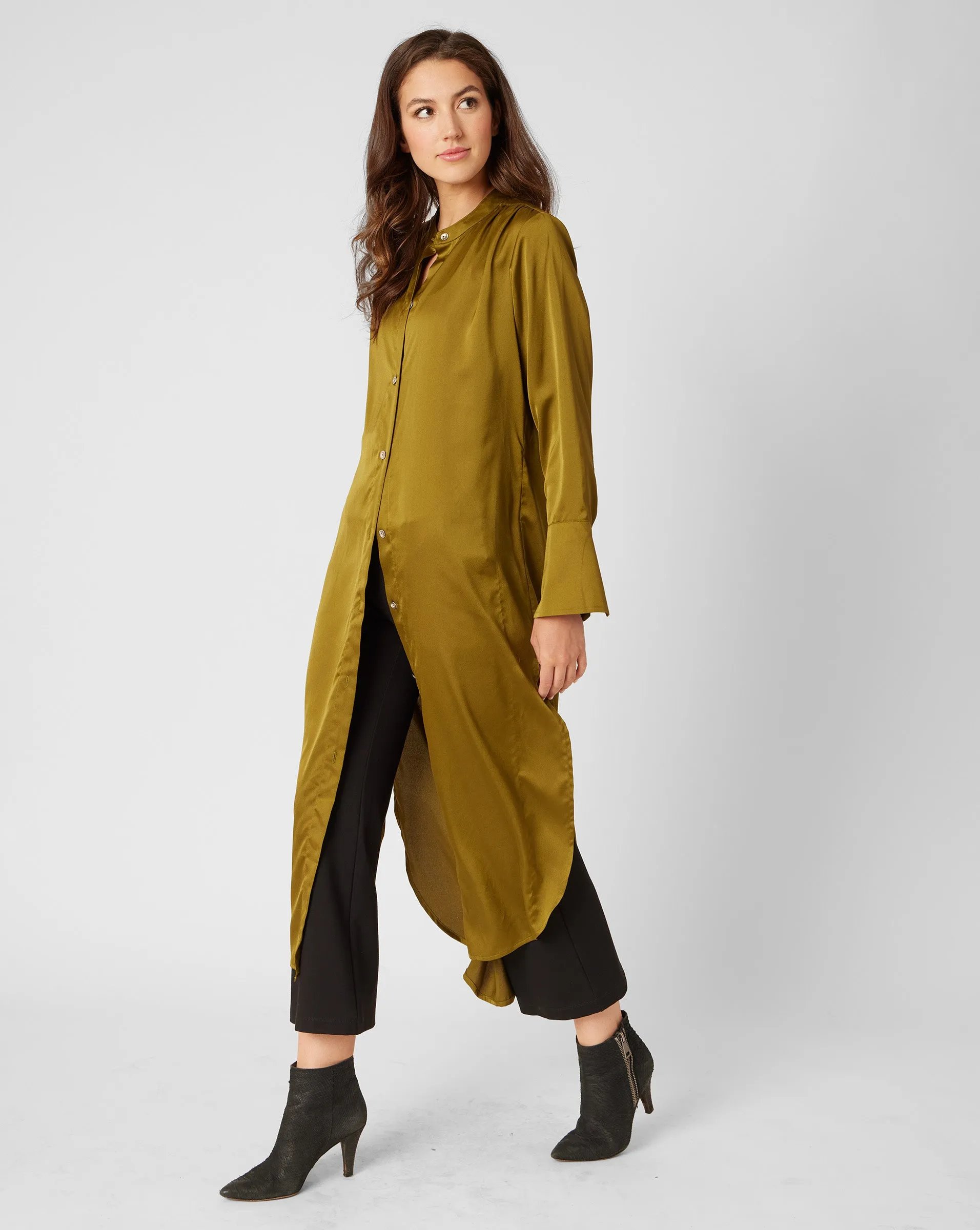 FINAL SALE - Longline Lapis Button Front Tunic