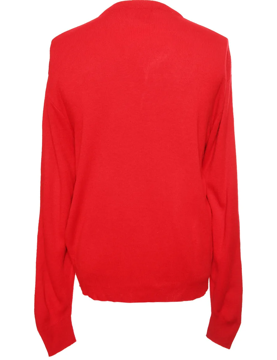 Fine Knit Red Jumper - M