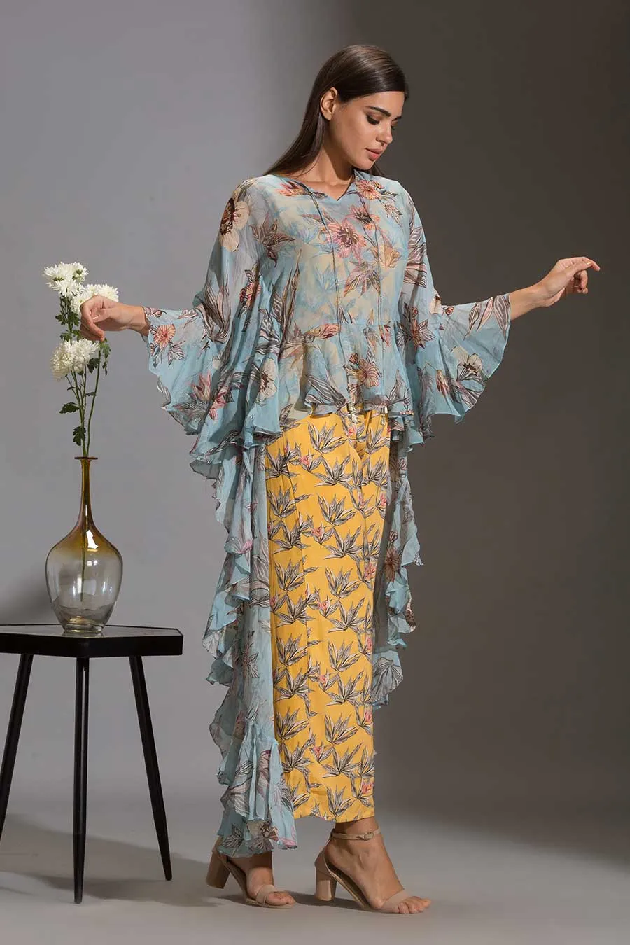 Floral Print Jumpsuit & Tunic Set