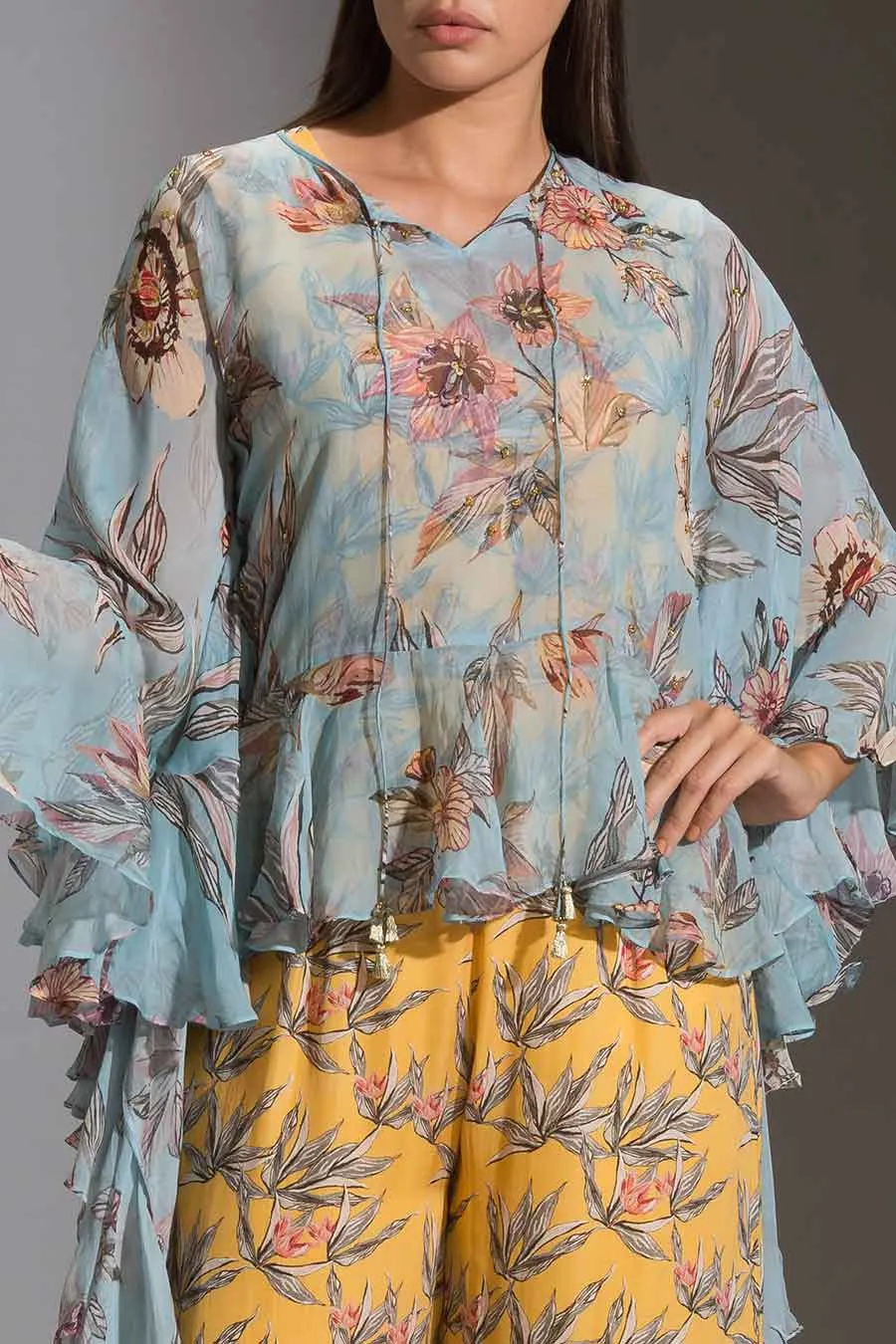 Floral Print Jumpsuit & Tunic Set