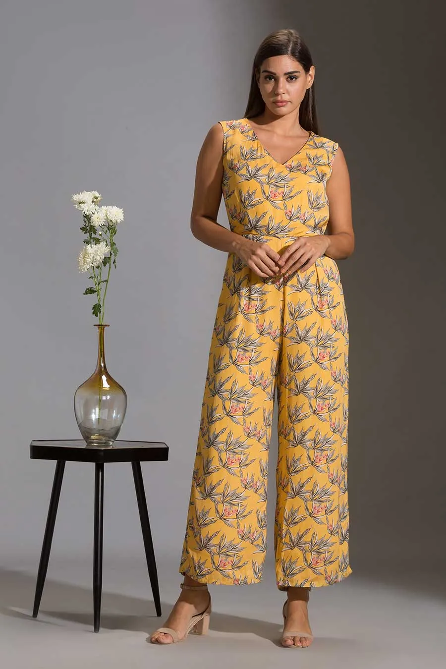 Floral Print Jumpsuit & Tunic Set