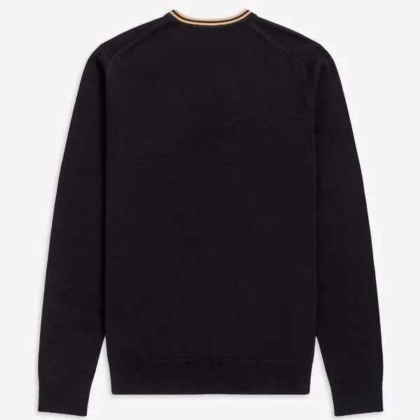 Fred Perry Classic Crew Neck Jumper Black / Champagne