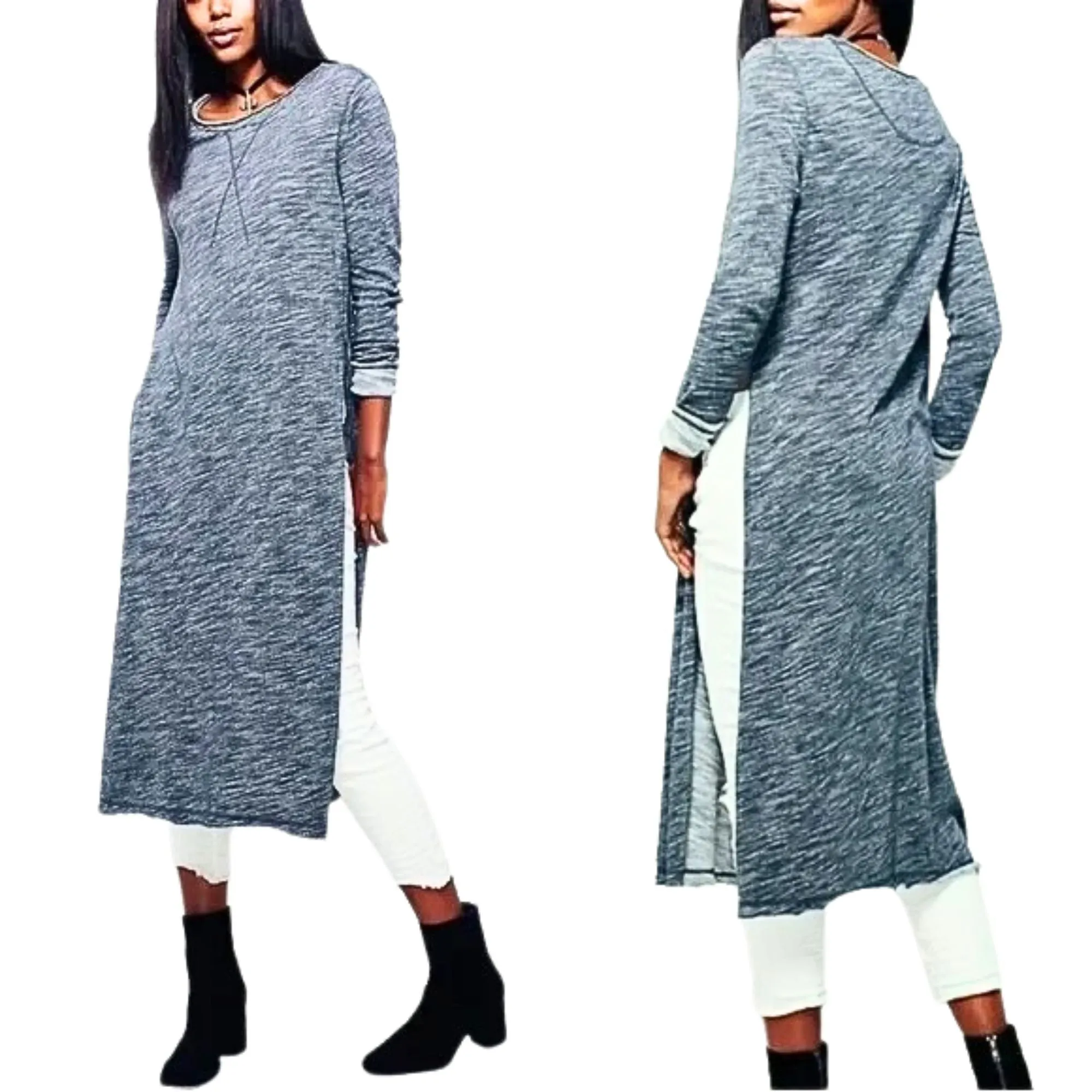 Free People Charcoal To The Max Long Tunic