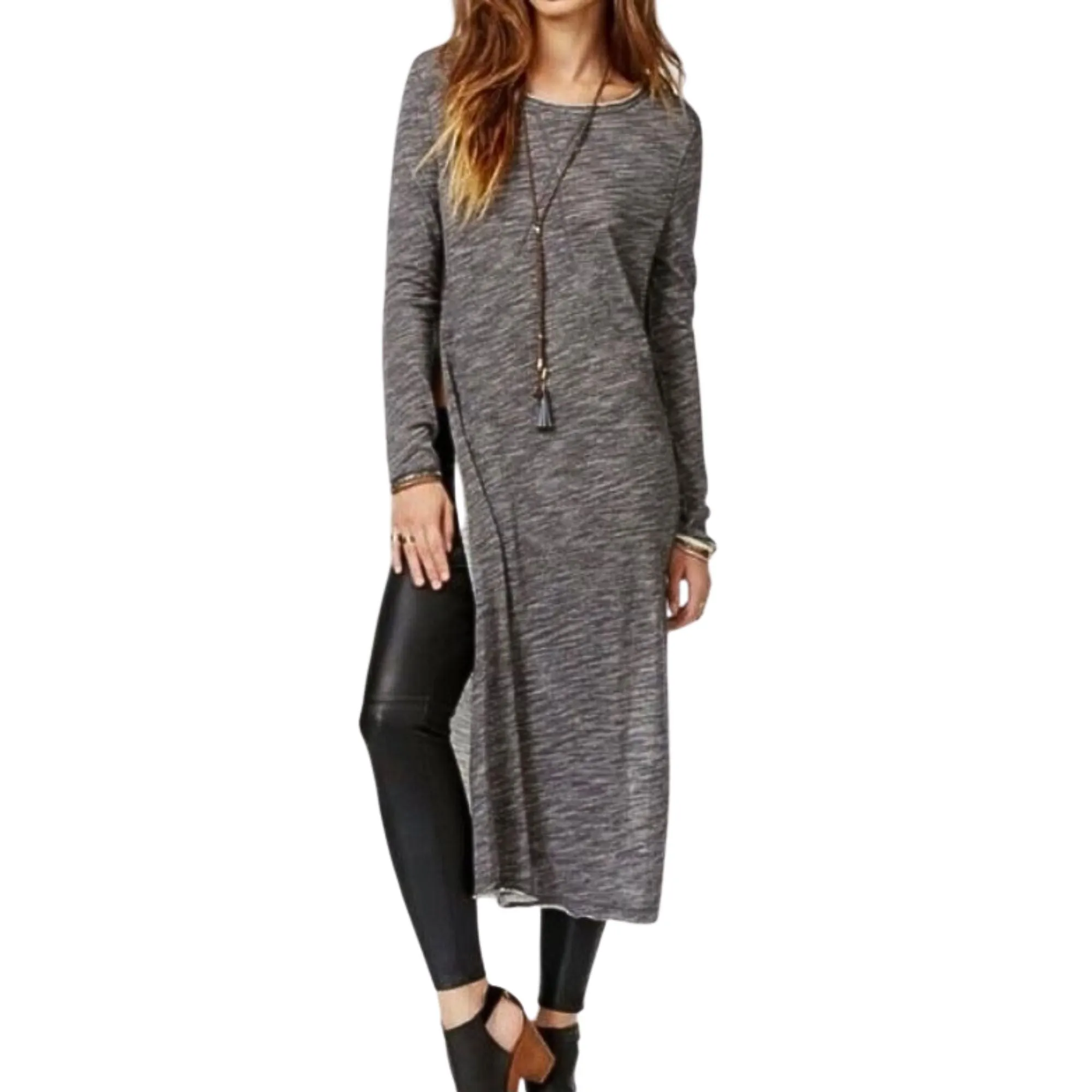 Free People Charcoal To The Max Long Tunic