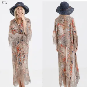 Fringed Tassels Kimono Bikini Cover
