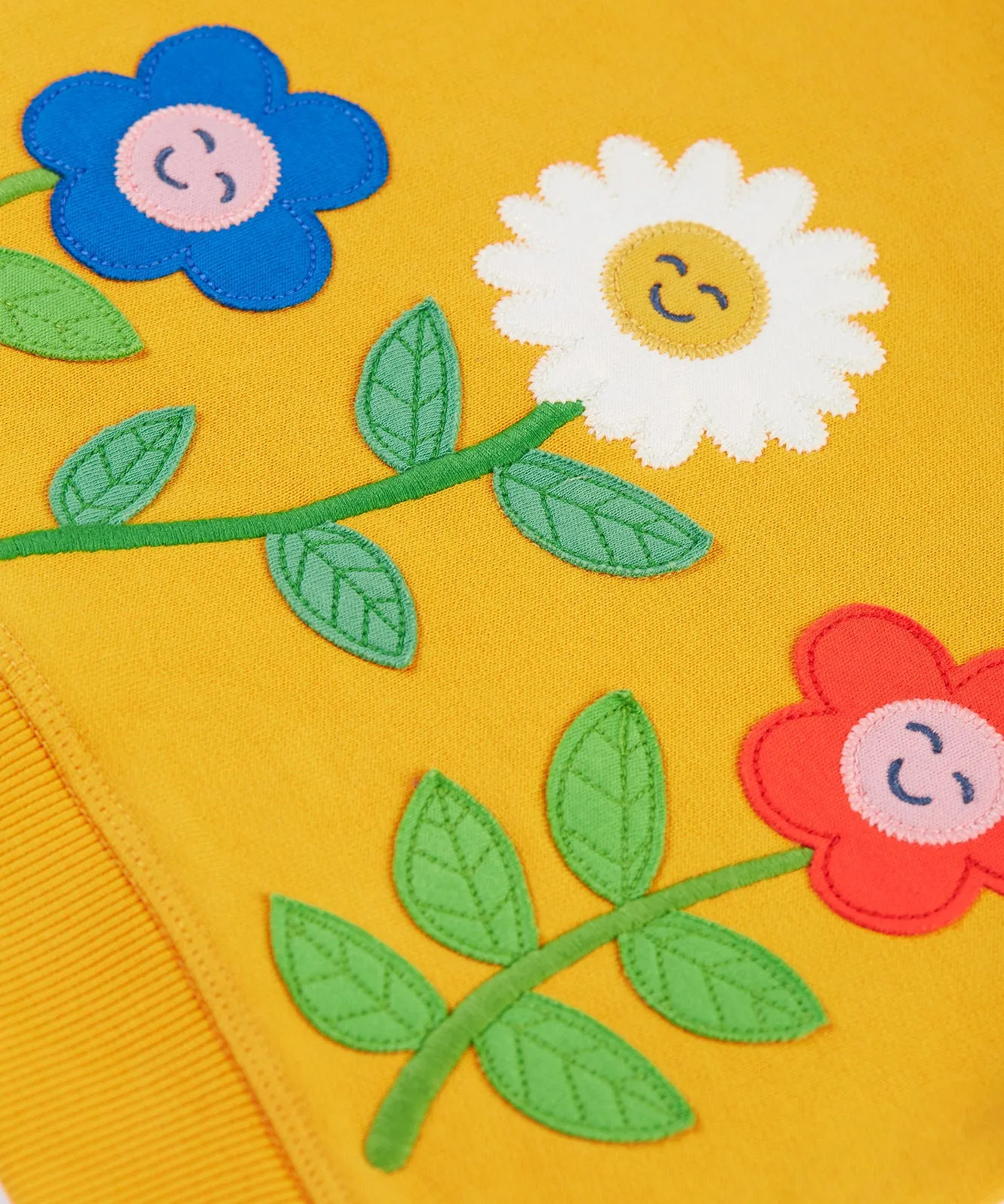 Frugi Easy On Jumper - Gold/Smiley Flowers
